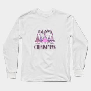 Merry Christmas pink plaid tree Long Sleeve T-Shirt